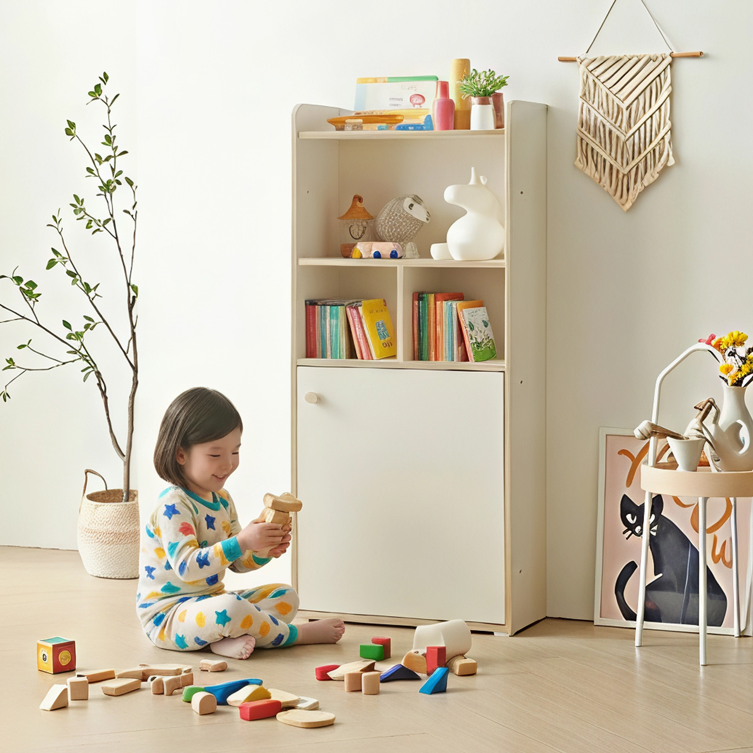 초등학생 책장 유아 4단 600 1도어 아이방 가구 배치