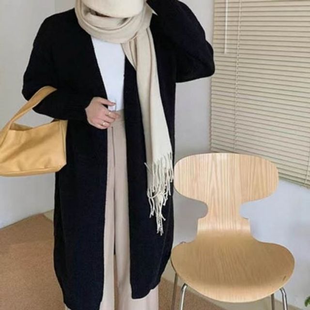로브 롱가디건 오픈형 심플 스타일 스탠다드 가을가디 - 상품 이미지