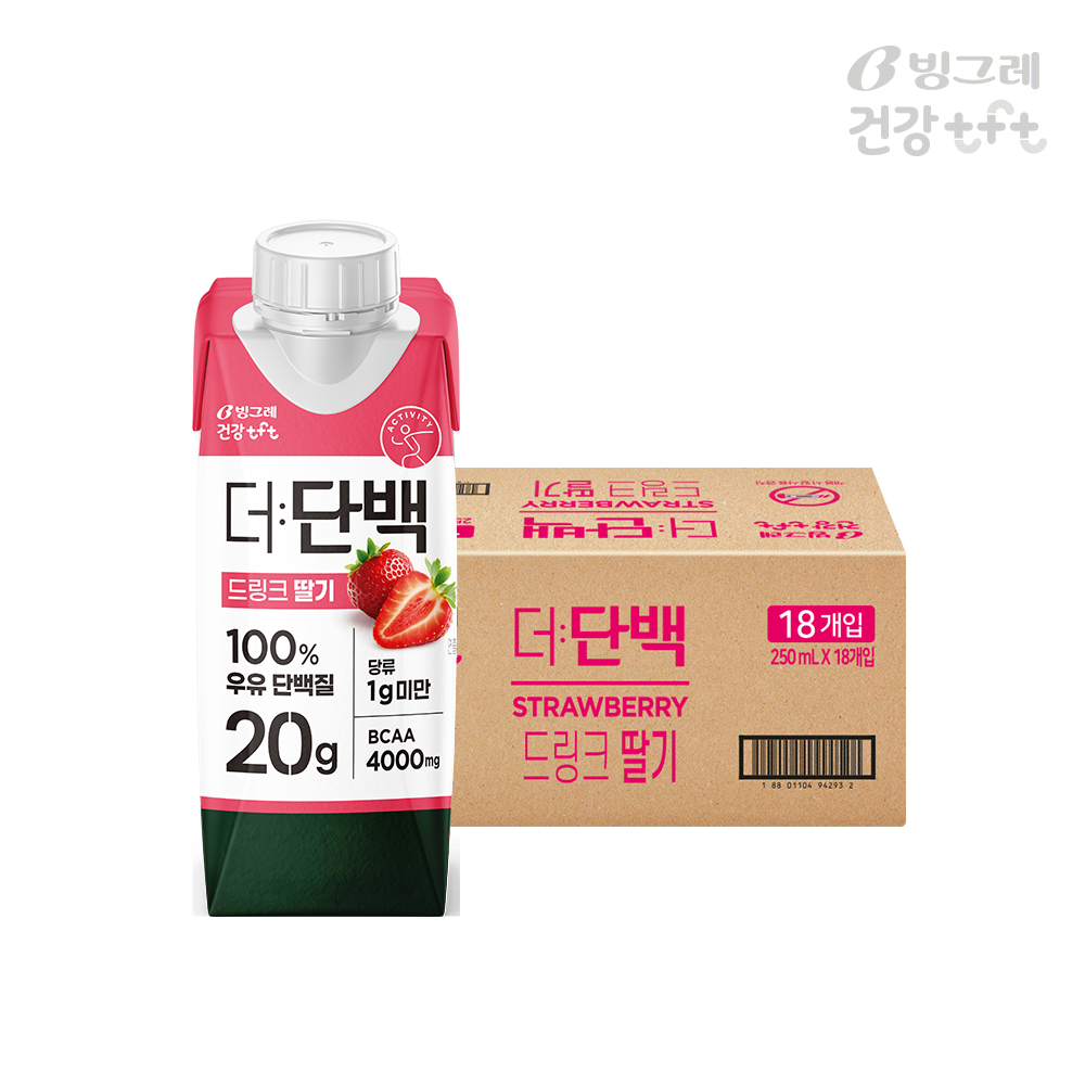 빙그레 더단백 드링크 딸기 단백질 프로틴음료 250ml 18팩 제품 이미지