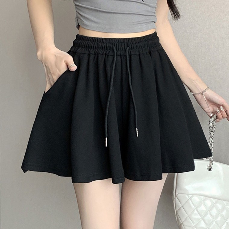 여름 와이드 팬츠 밴딩 치마 반바지 - 상품 이미지