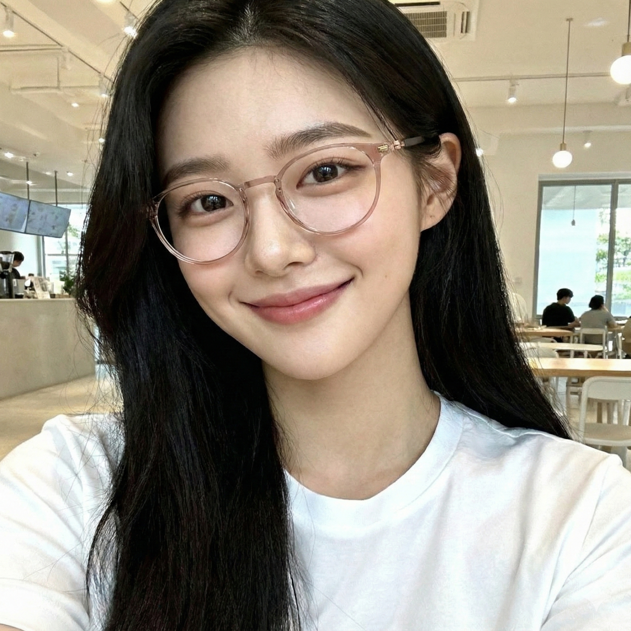 블루스크린차단 초경량 국산 나사없는 동그란 뿔테 안경 투명 고도근시