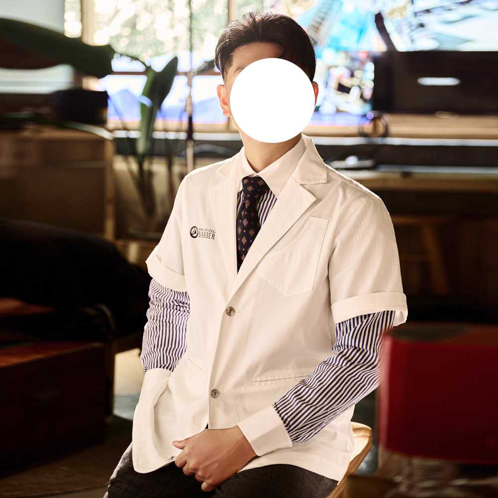 헤어샵 유니폼 바버샵 스타일 이발사 미용사 복장 화이트 (반팔) S-3XL - 상세 이미지 3