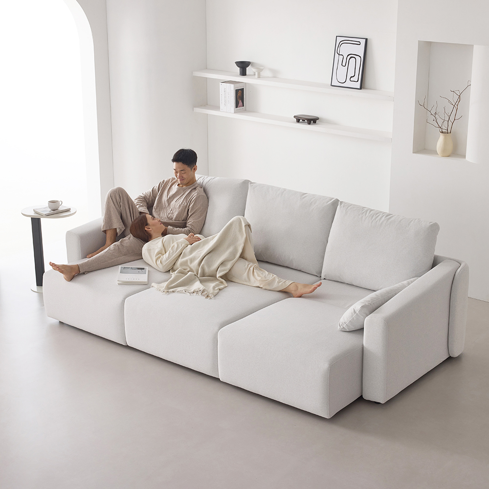 인디우드 올무빙 모션 4세대 슬라이딩 리클라이너 패브릭 소파 아이보리, 4인용