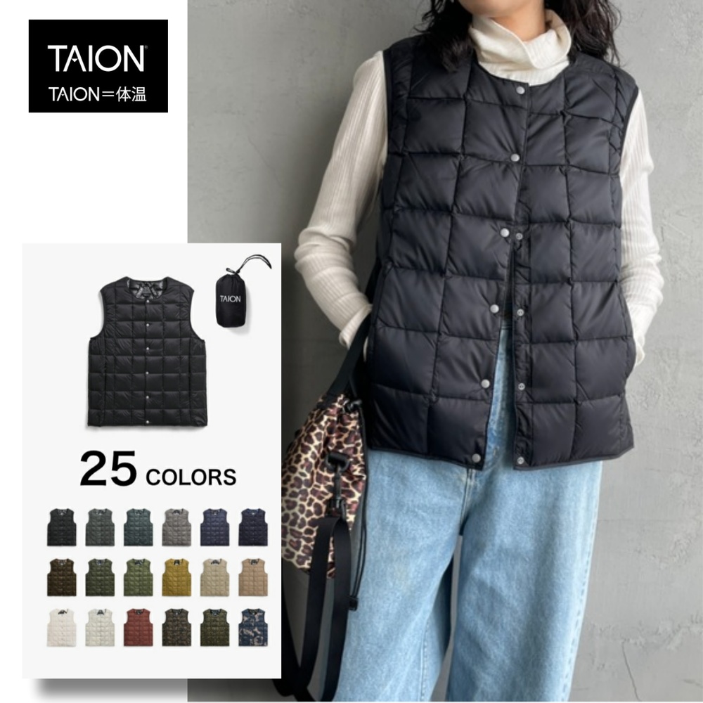 타이온 여성 베이직 경량 브이넥 다운베스트 패딩조끼 TAION-W004 블랙 M - 상품 이미지