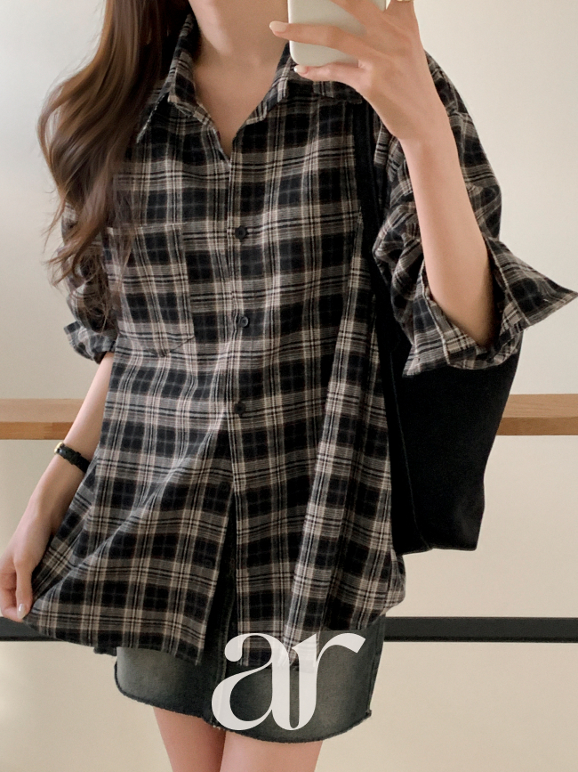 빈티지 체크 루즈핏 기모 겨울 셔츠 bs8561 - 상세 이미지 4