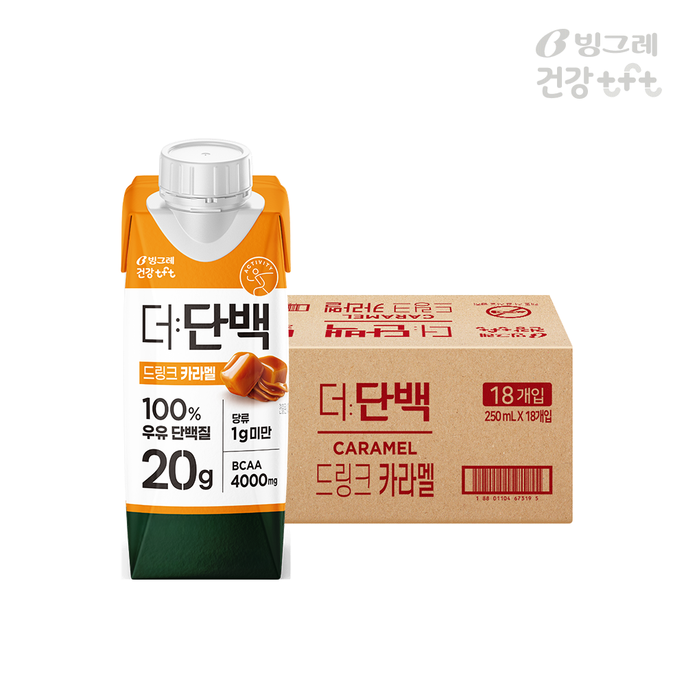 빙그레 더단백 드링크 카라멜맛 단백질 프로틴음료 250ml 18팩 제품 이미지