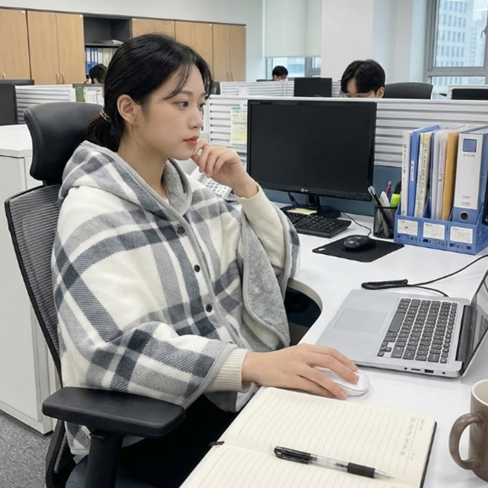 사무실 입는 담요 똑딱이 극세사 판초 망토 - 상품 이미지