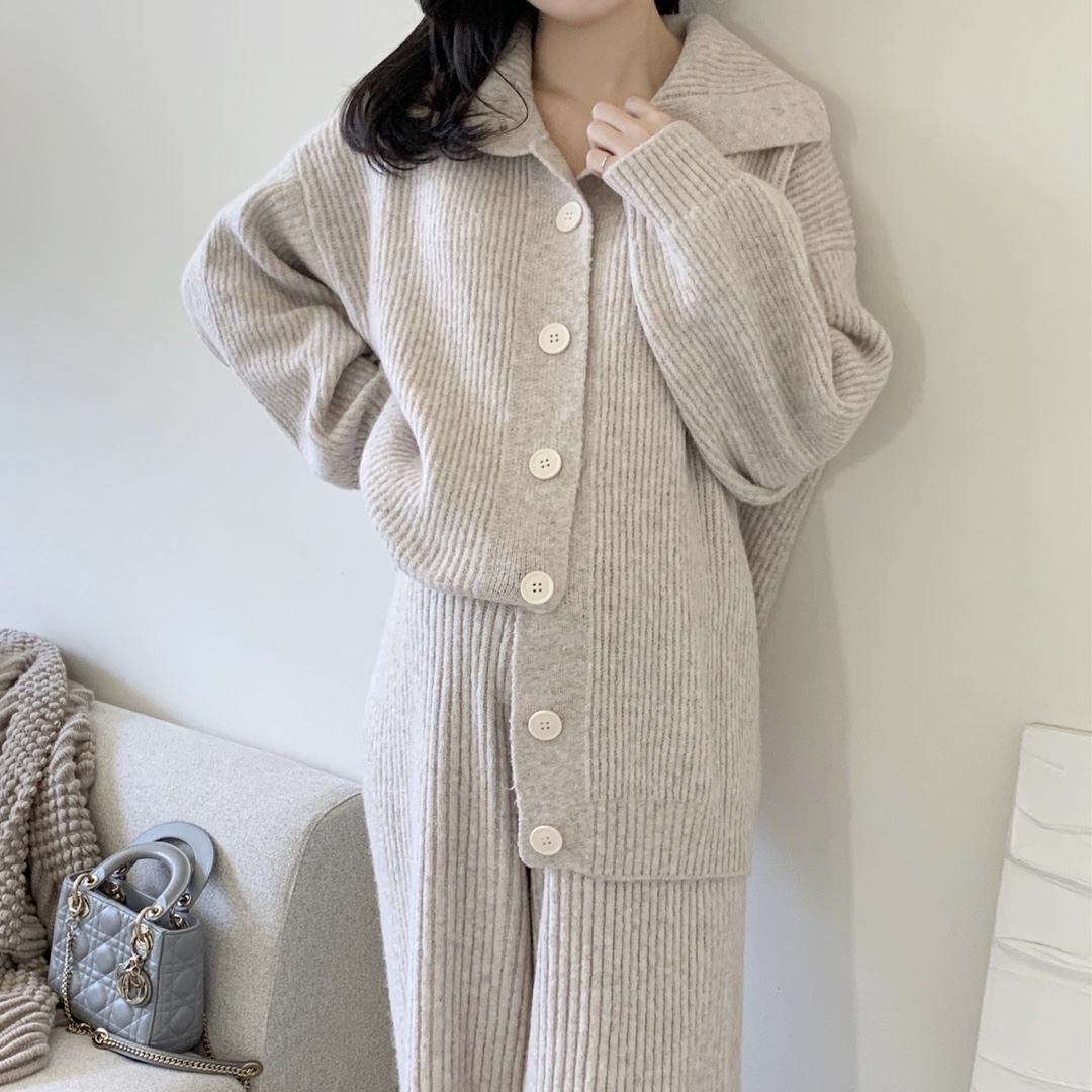 퍼지 울니트 임산부투피스 만삭 가디건 와이드팬츠 가을 겨울 임부복