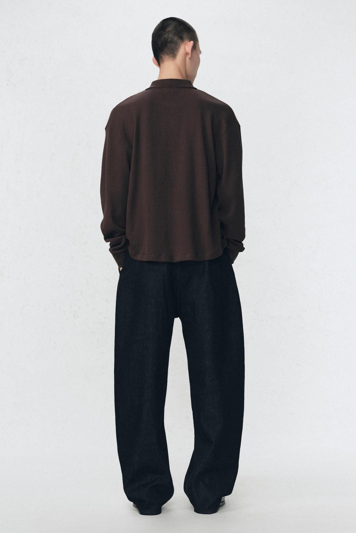 자라 브라운 와플니트 폴로 셔츠 X 소시오츠키 9240/313 BROWN - 상세 이미지 4