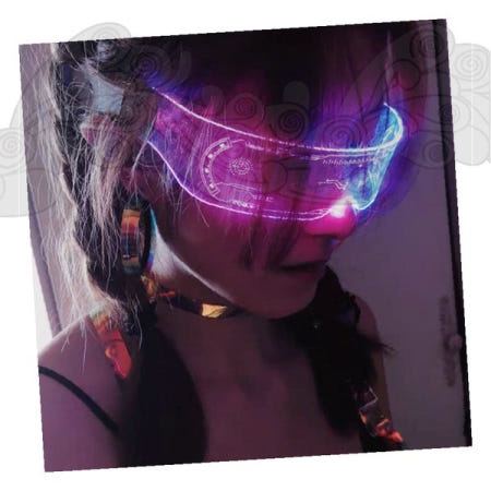 사이버펑크 LED 고글 미래형 홀로그램 디스플레이 안경 파티용품 네온 발광 액세서리