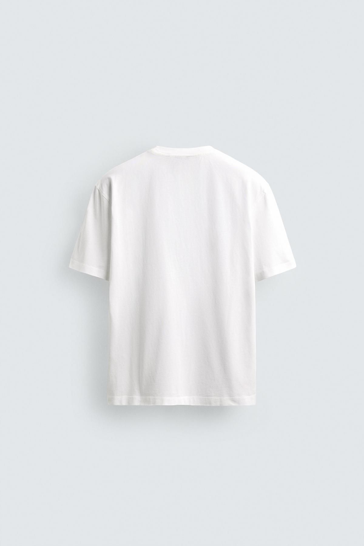 자라 포켓 반팔 티셔츠 X 아론 레빈 1887/383 WHITE 이미지 7