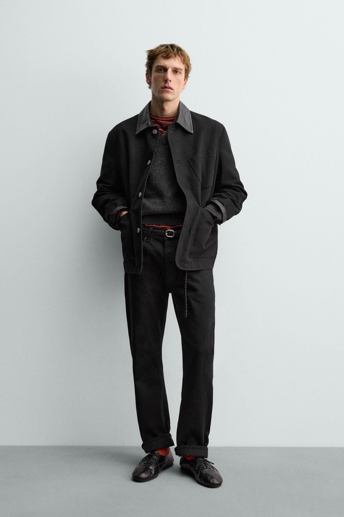 자라 레더 콤비 재킷 X 아론 레빈 4047/111 BLACK - 상세 이미지 2