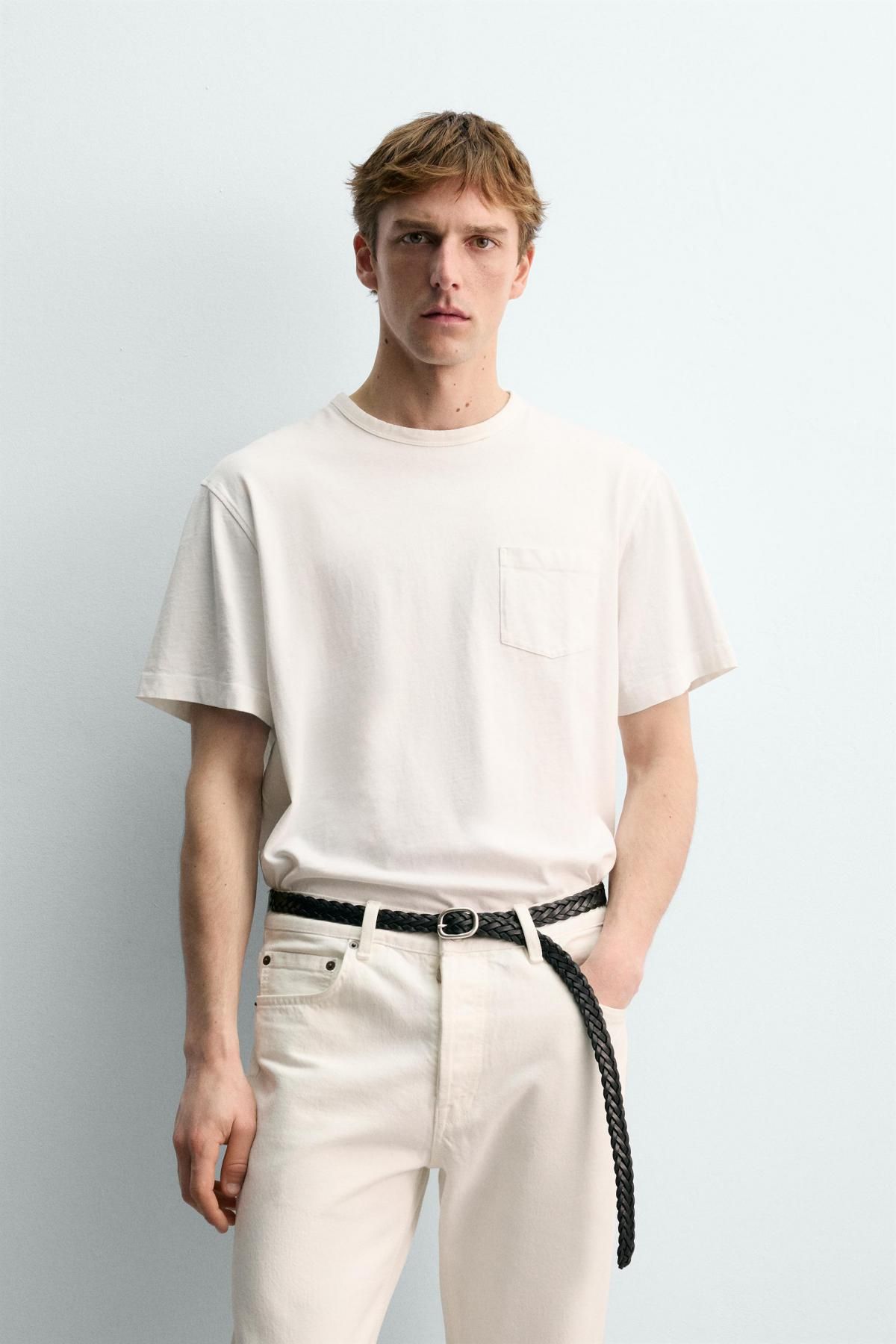 자라 포켓 반팔 티셔츠 X 아론 레빈 1887/383 WHITE - 상세 이미지 3
