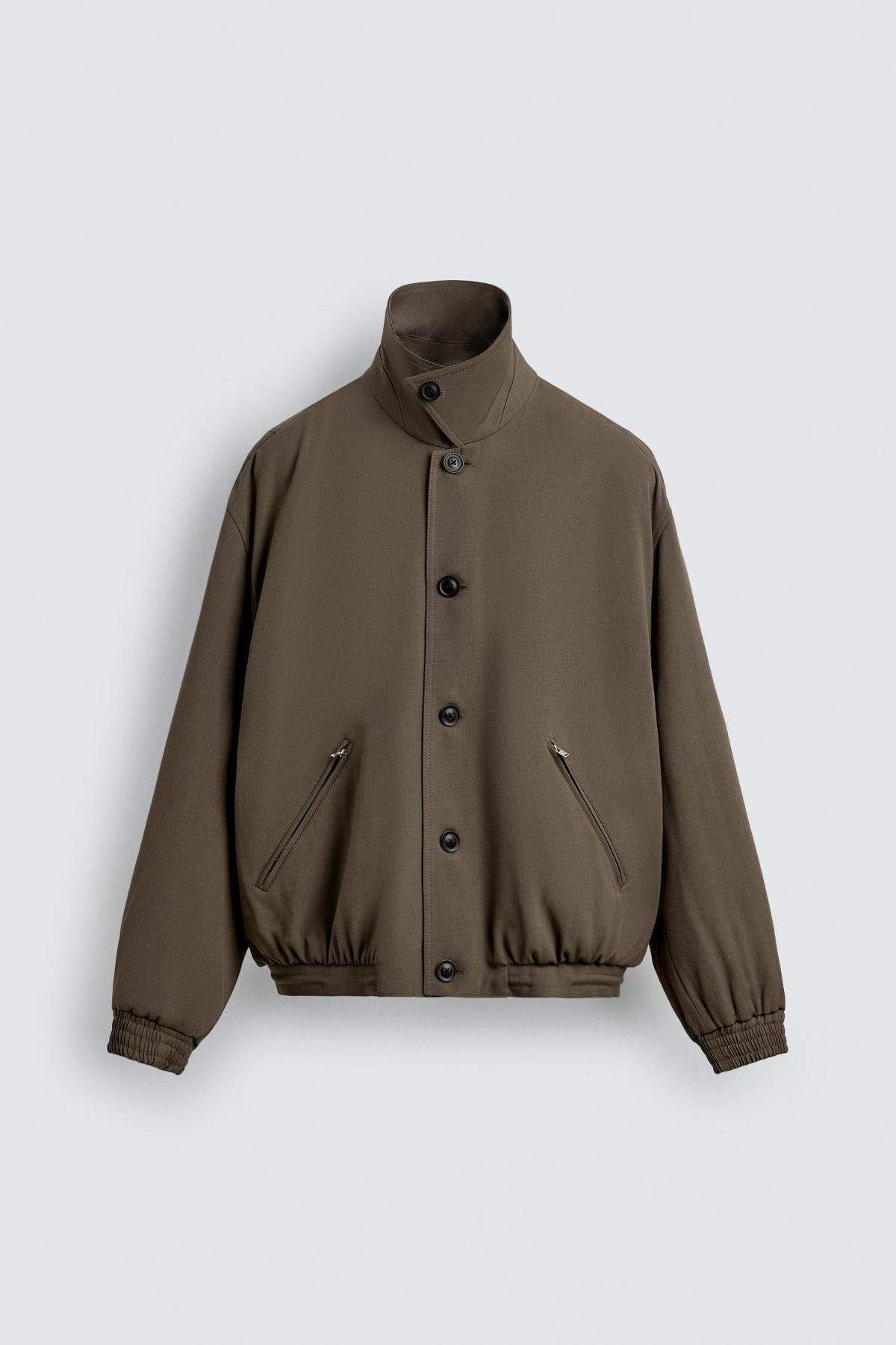 자라 퀼팅 울 크롭 재킷 X 아론 레빈 4048/111 TAUPE GREY - 상품 이미지