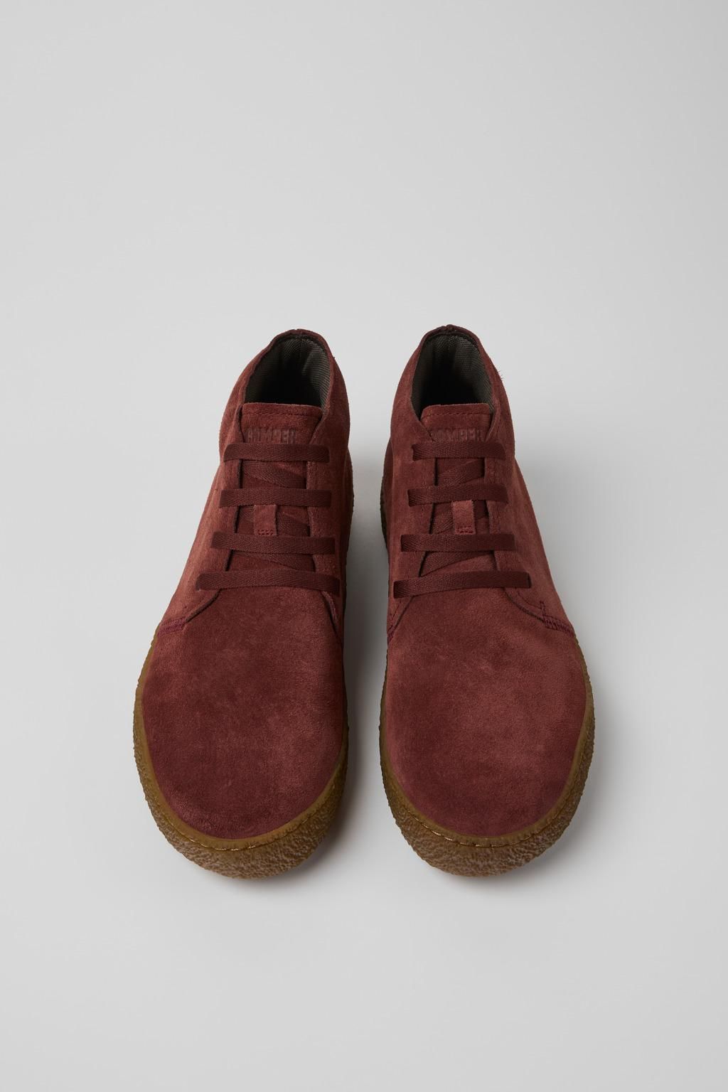 캠퍼 버건디 스웨이드 남성 앵클부츠 K300467-014 BURGUNDY - 상세 이미지 4