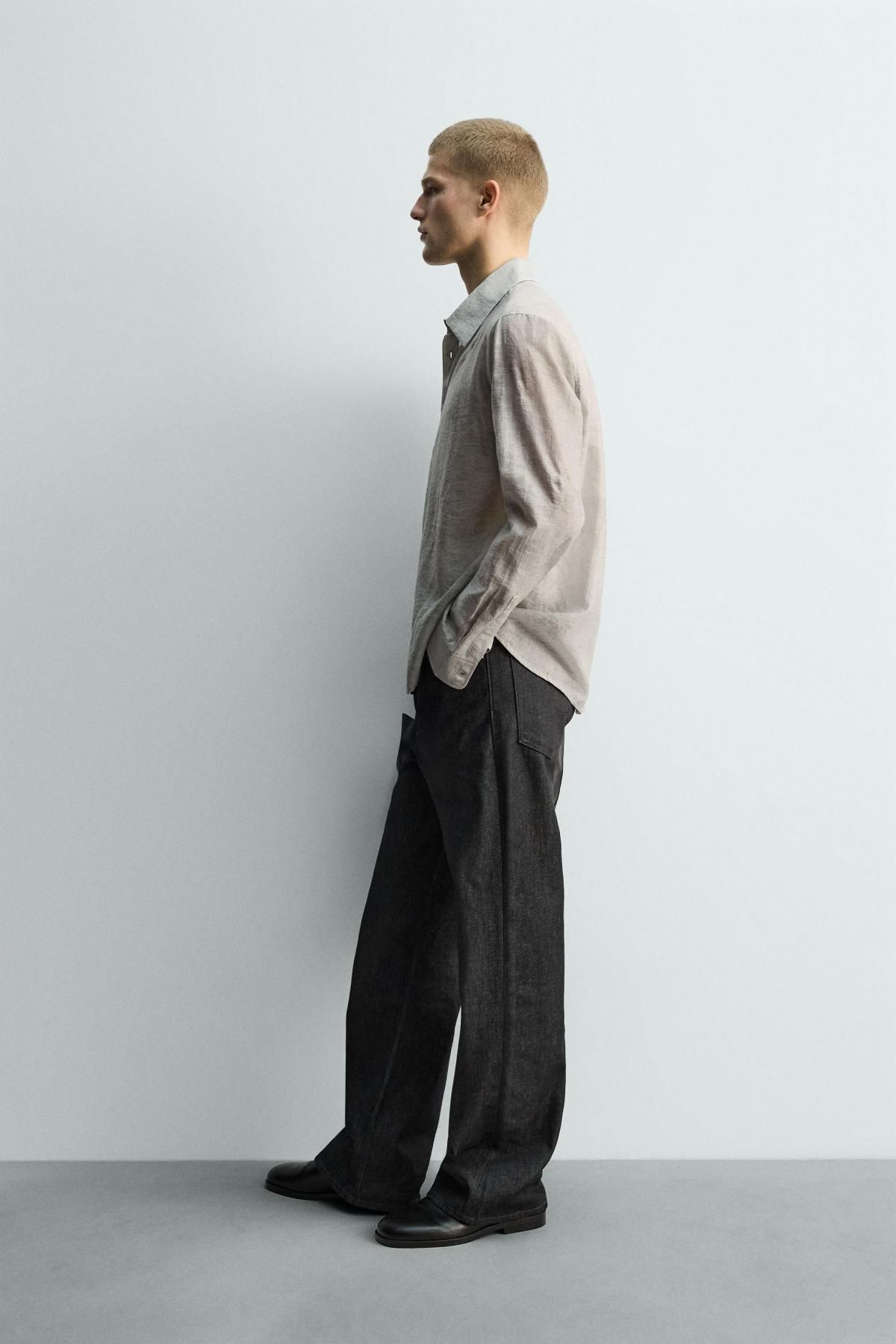 자라 테크니컬 자카드 긴팔 셔츠 1195/334 PEARL GREY - 상세 이미지 5
