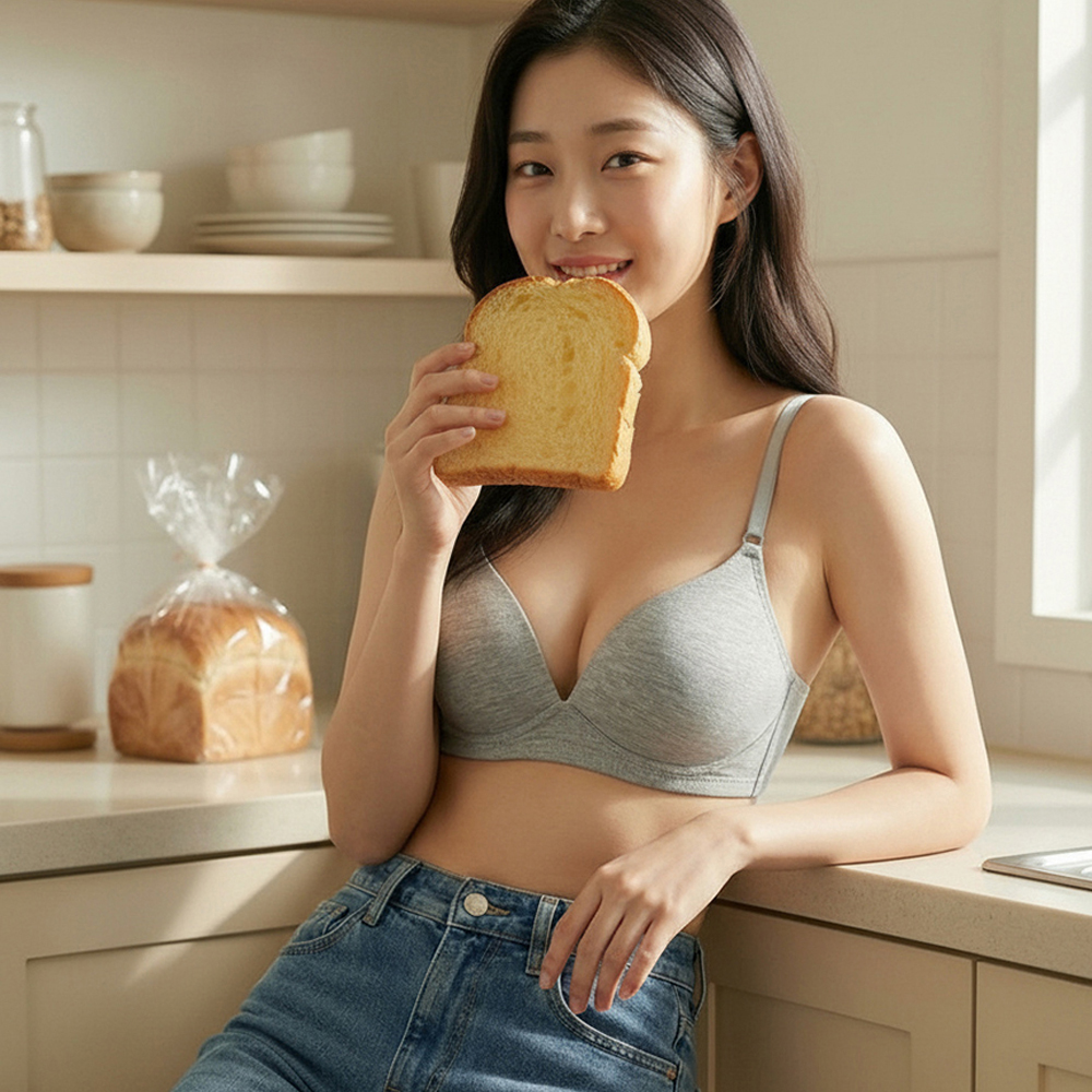 노와이어 초경량 풀컵 심리스브라 브래지어 처진가슴 편안한 패드일체형 순면 브라 이미지 7