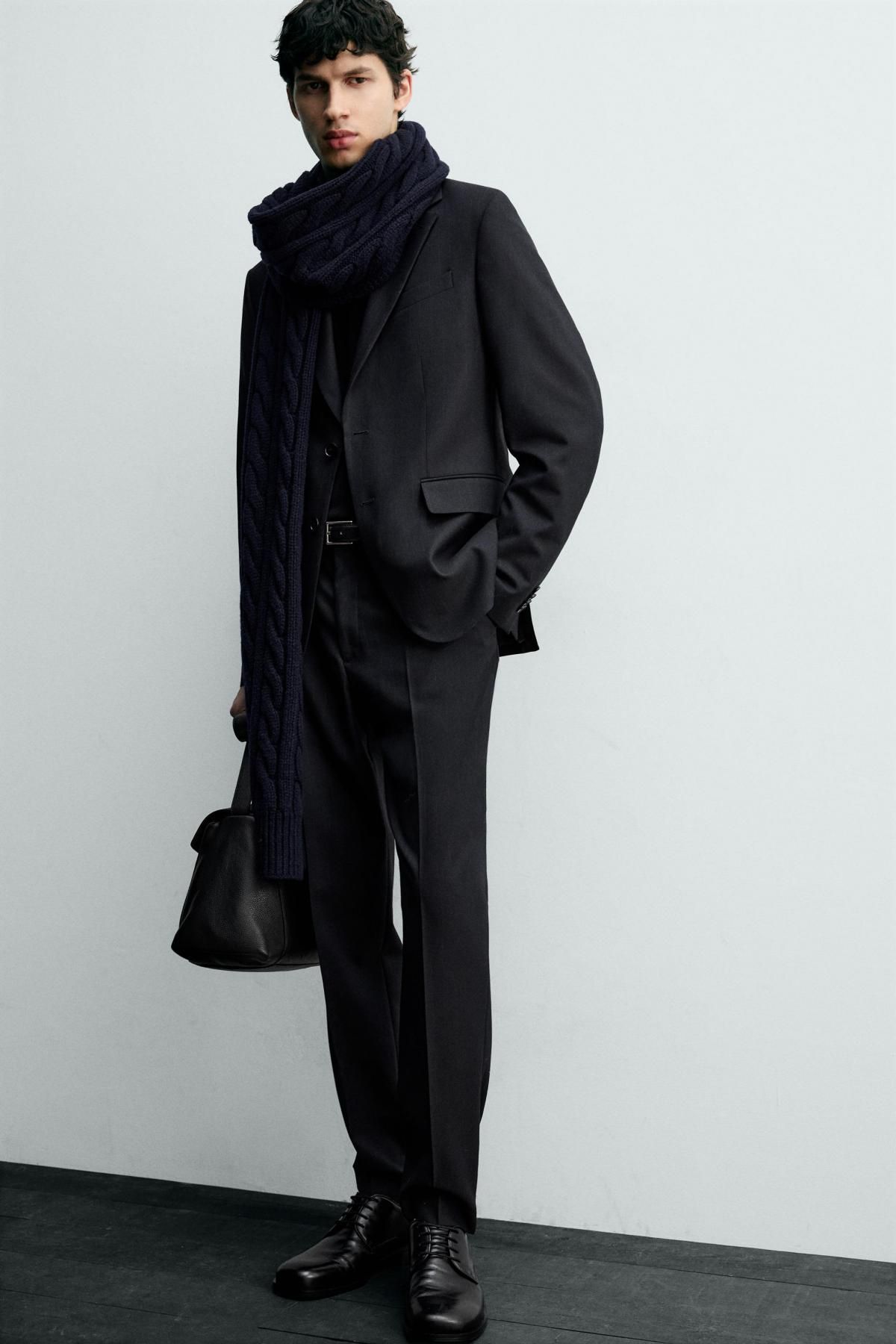 자라 핀스트라이프 울 레귤러핏 수트 팬츠 1564/105 NAVY BLUE - 상세 이미지 5