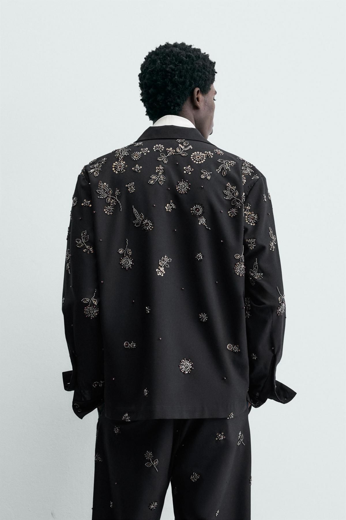 자라 한정판 시퀸 플루이드 긴팔 셔츠 5085/101 DARK NAVY - 상세 이미지 4