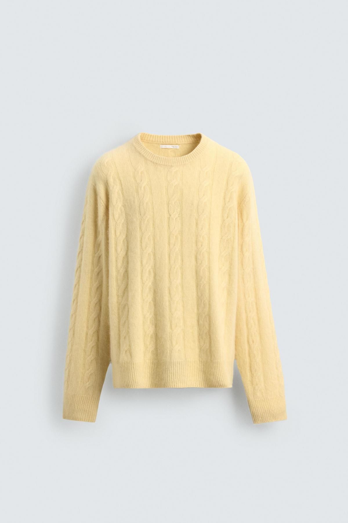 자라 브러쉬드 케이블 니트 텍스처 스웨터 2893/400 BUTTER - 메인 이미지