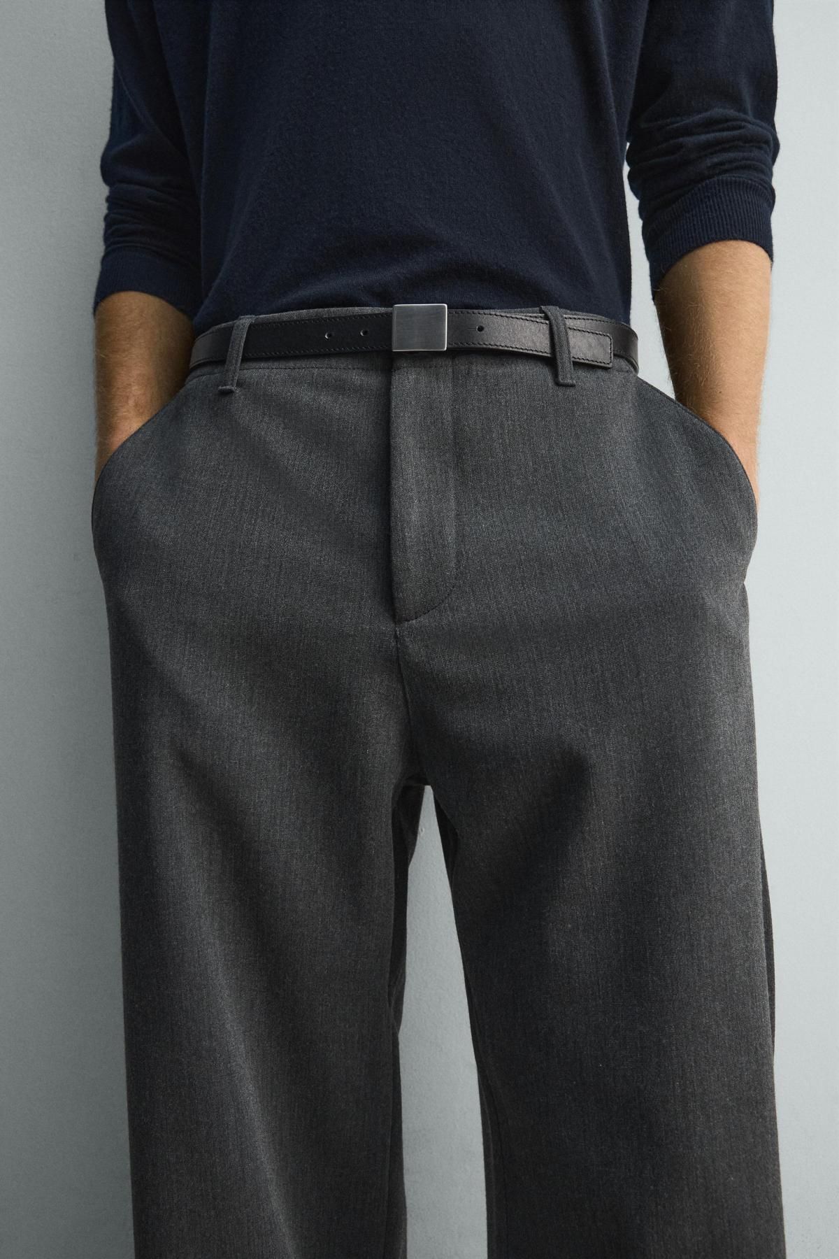 자라 벌룬핏 텍스처 와이드 슬랙스 팬츠 6861/900 DARK GREY - 상세 이미지 5