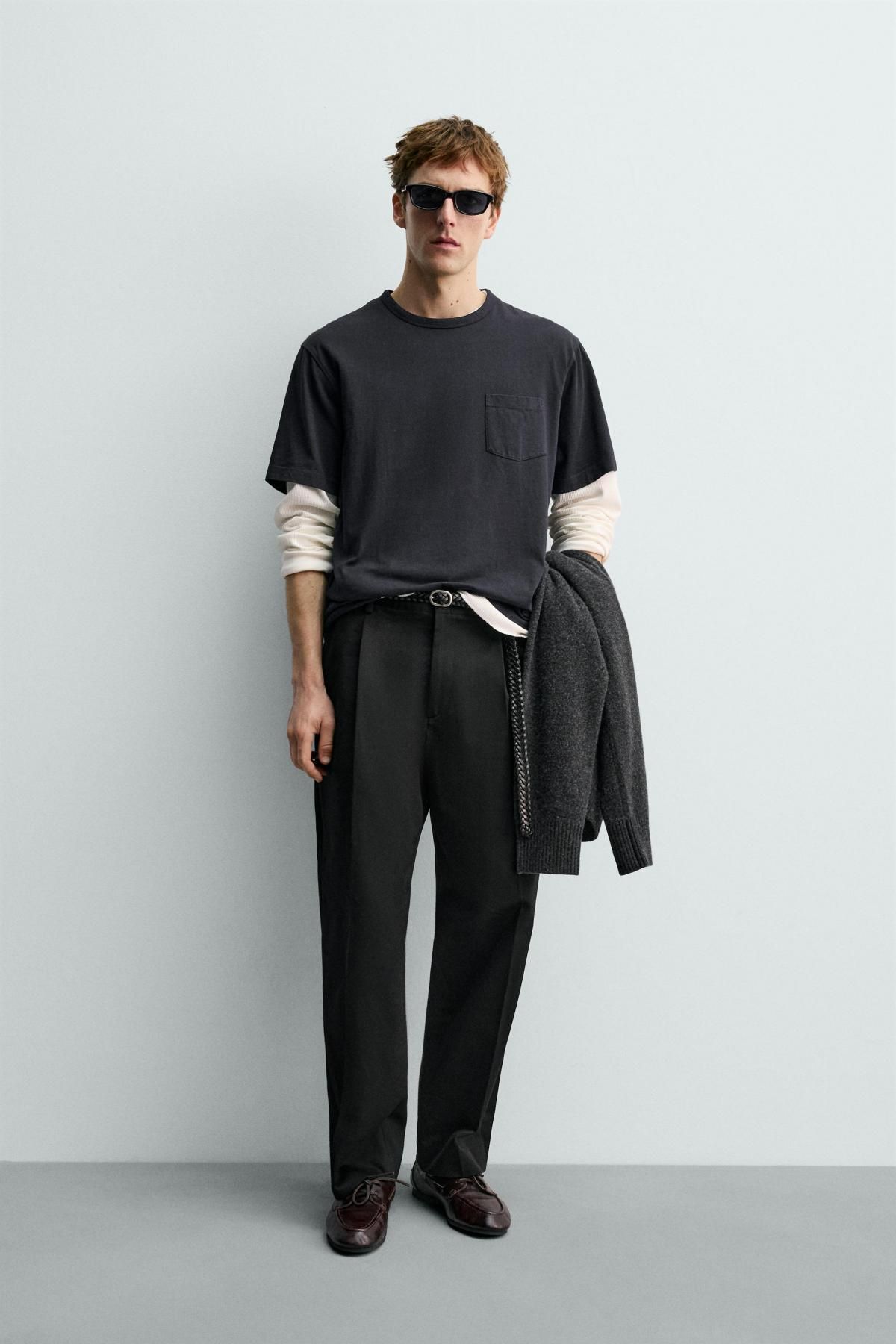 자라 베이직 포켓 반팔 티셔츠 X 아론 레빈 1887/383 NAVY BLUE - 상세 이미지 2