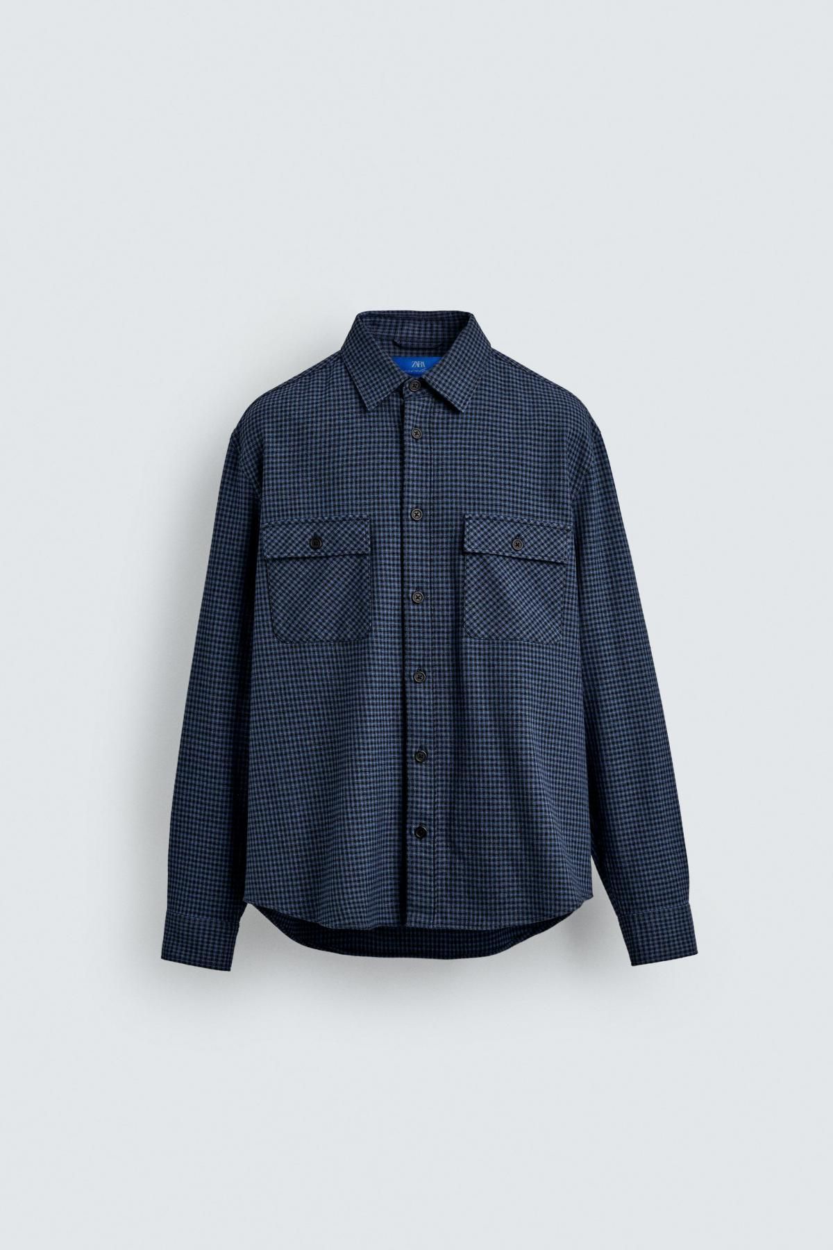 자라 체크 플란넬 릴랙스핏 셔츠 X 아론 레빈 5679/102 NAVY BLUE - 상품 이미지