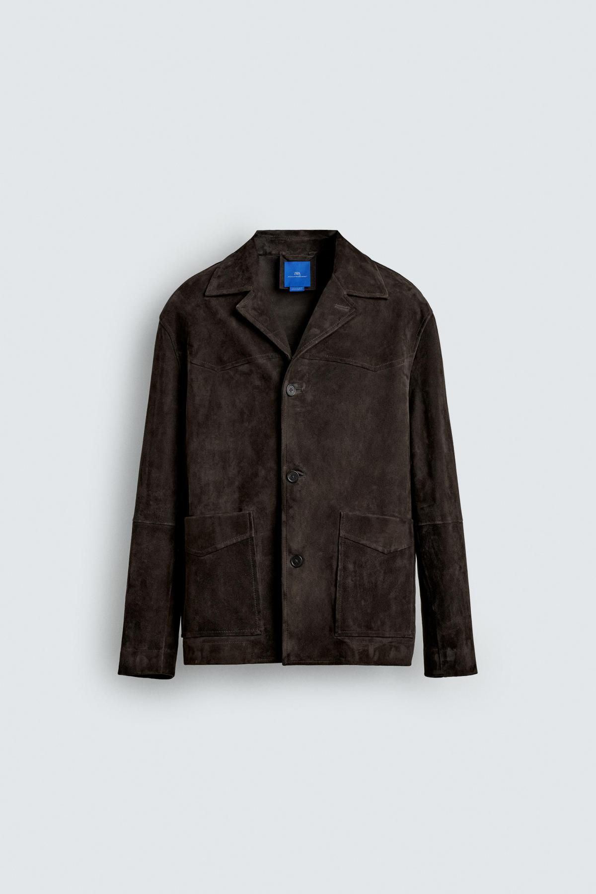 자라 스웨이드 레더 오버셔츠 X 아론 레빈 5127/200 DARK BROWN - 상품 이미지