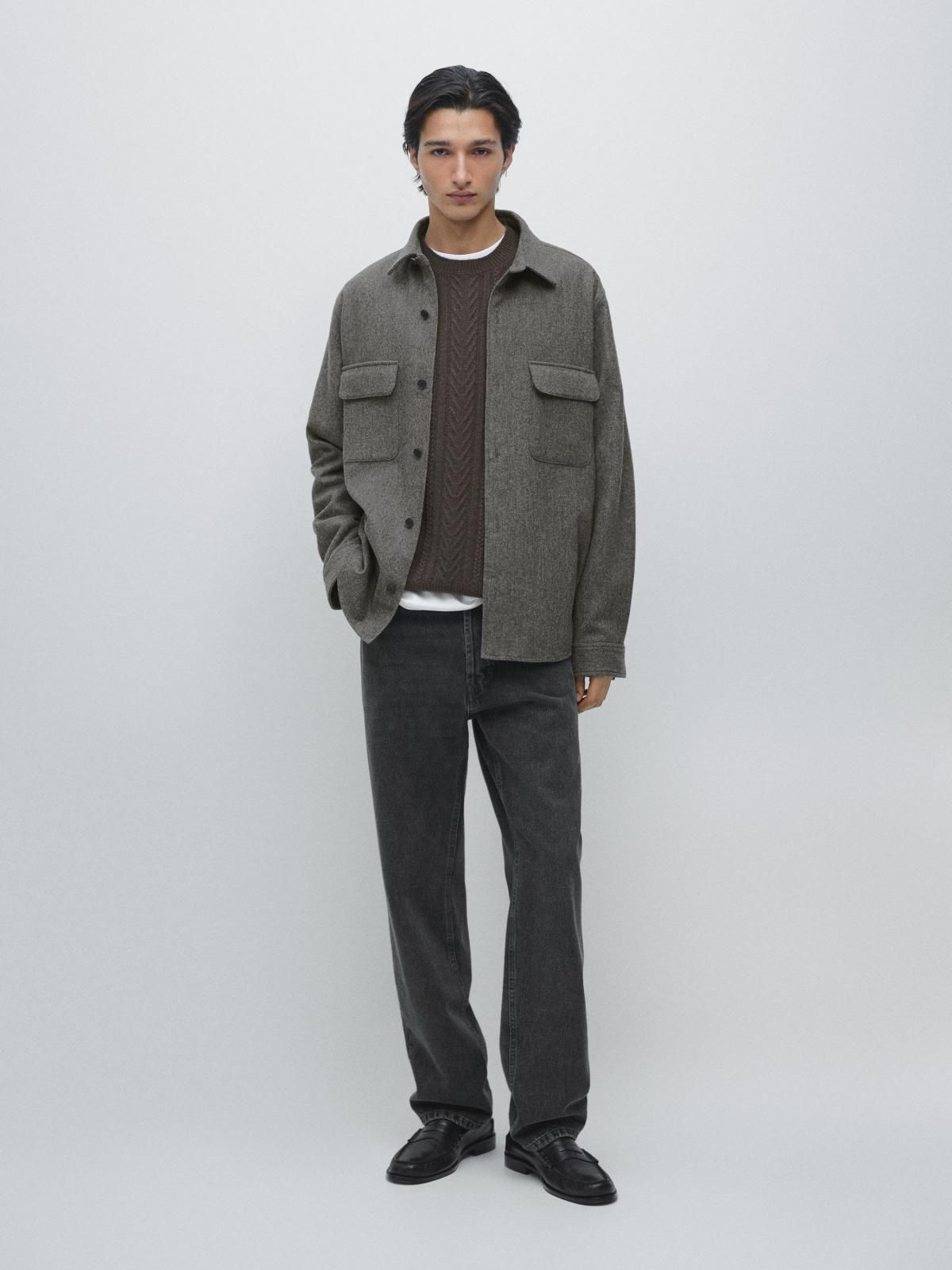 마시모두띠 테크니컬 울블렌드 오버셔츠 포켓 1920/260 GREY MARL - 상세 이미지 2