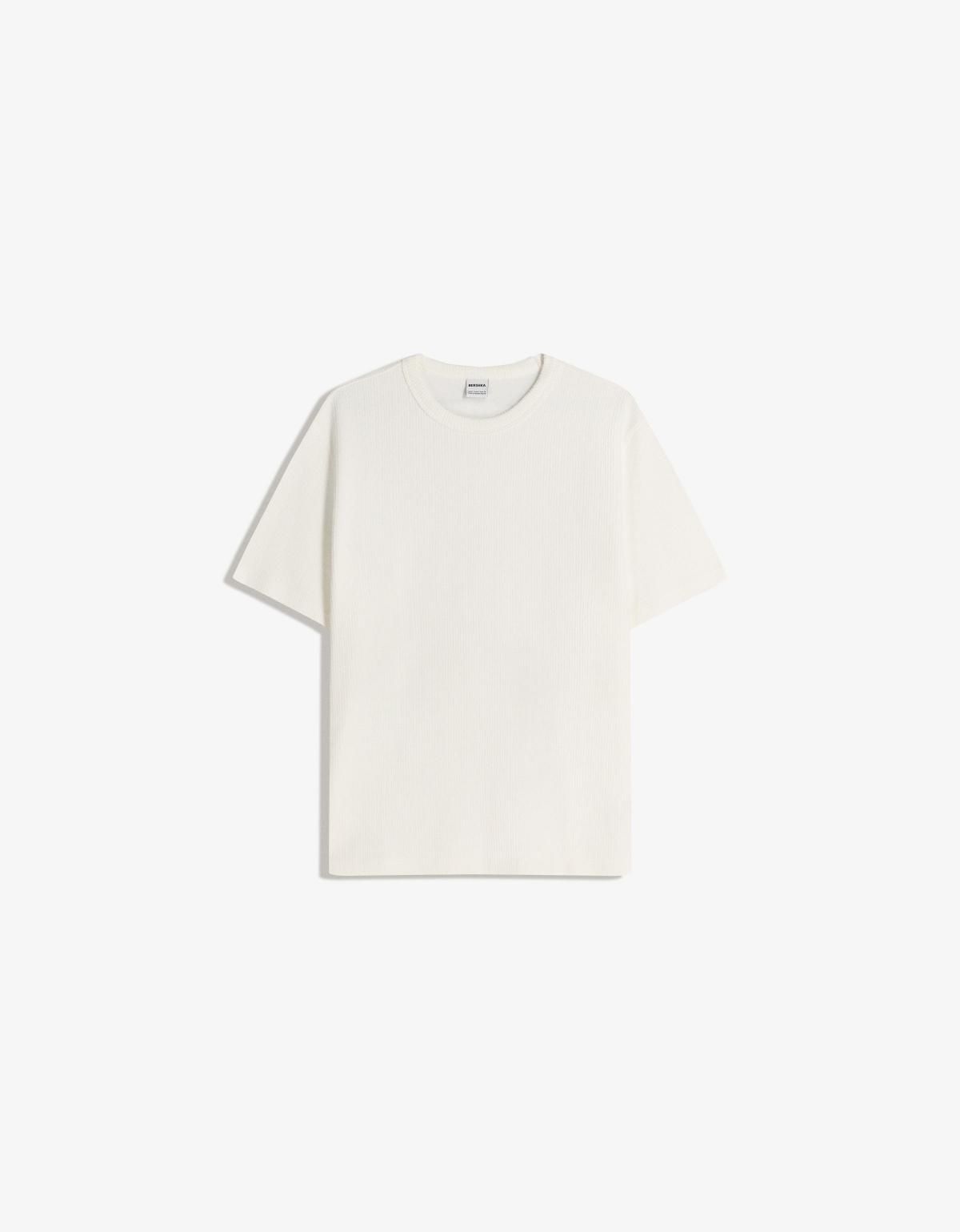 버쉬카 텍스처 베이직 반팔 티셔츠 화이트 0072/443 OFF WHITE - 메인 이미지