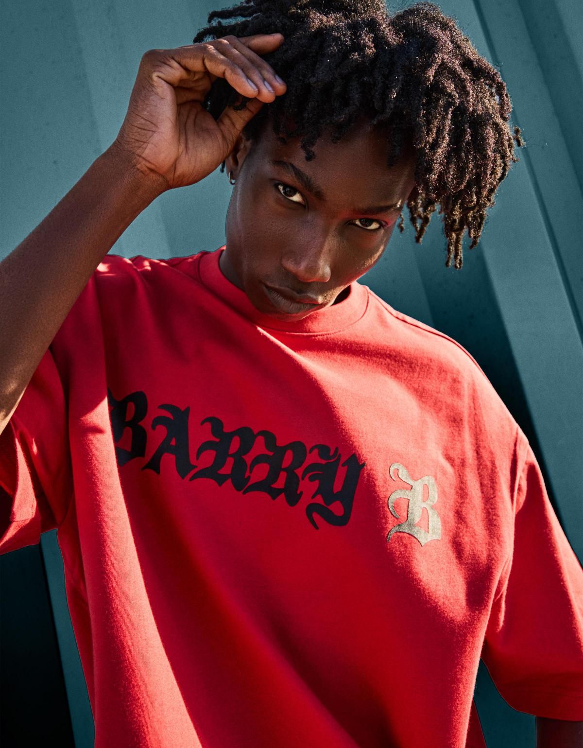 버쉬카 박시 프린트 반팔 티셔츠 레드 1001/160 CORAL - 상세 이미지 4