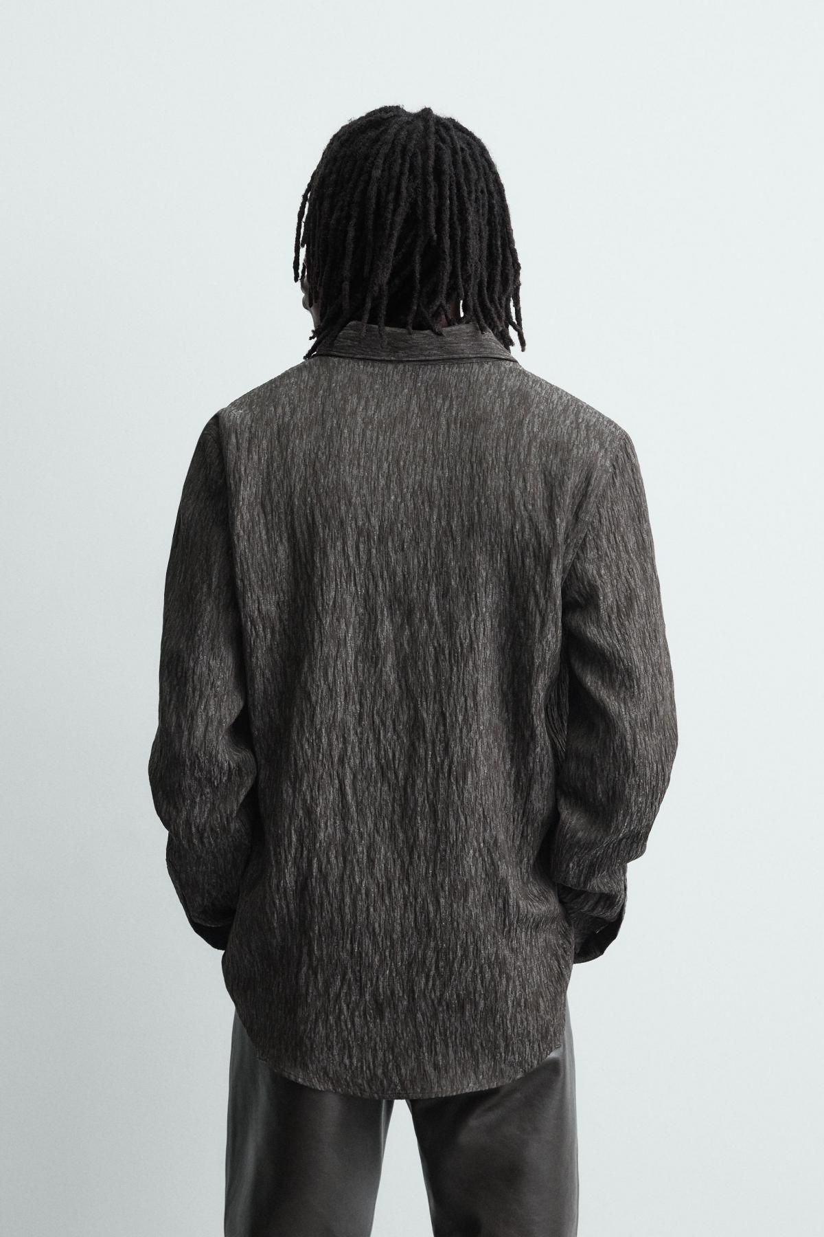자라 플루이드 자카드 긴팔 셔츠 오버핏 7545/357 GREY - 상세 이미지 4