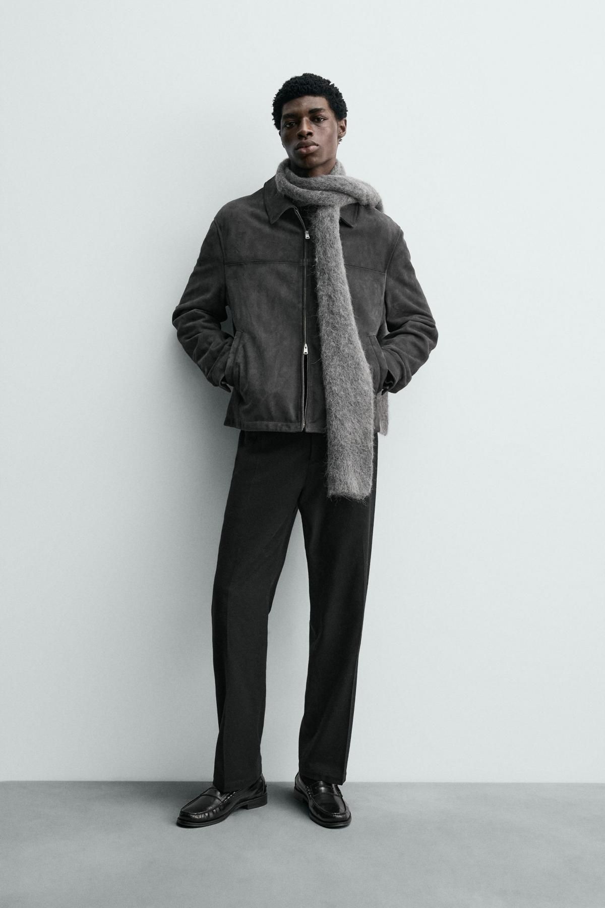 자라 스웨이드 레더 레귤러핏 재킷 2521/225 ANTHRACITE GREY - 상세 이미지 2