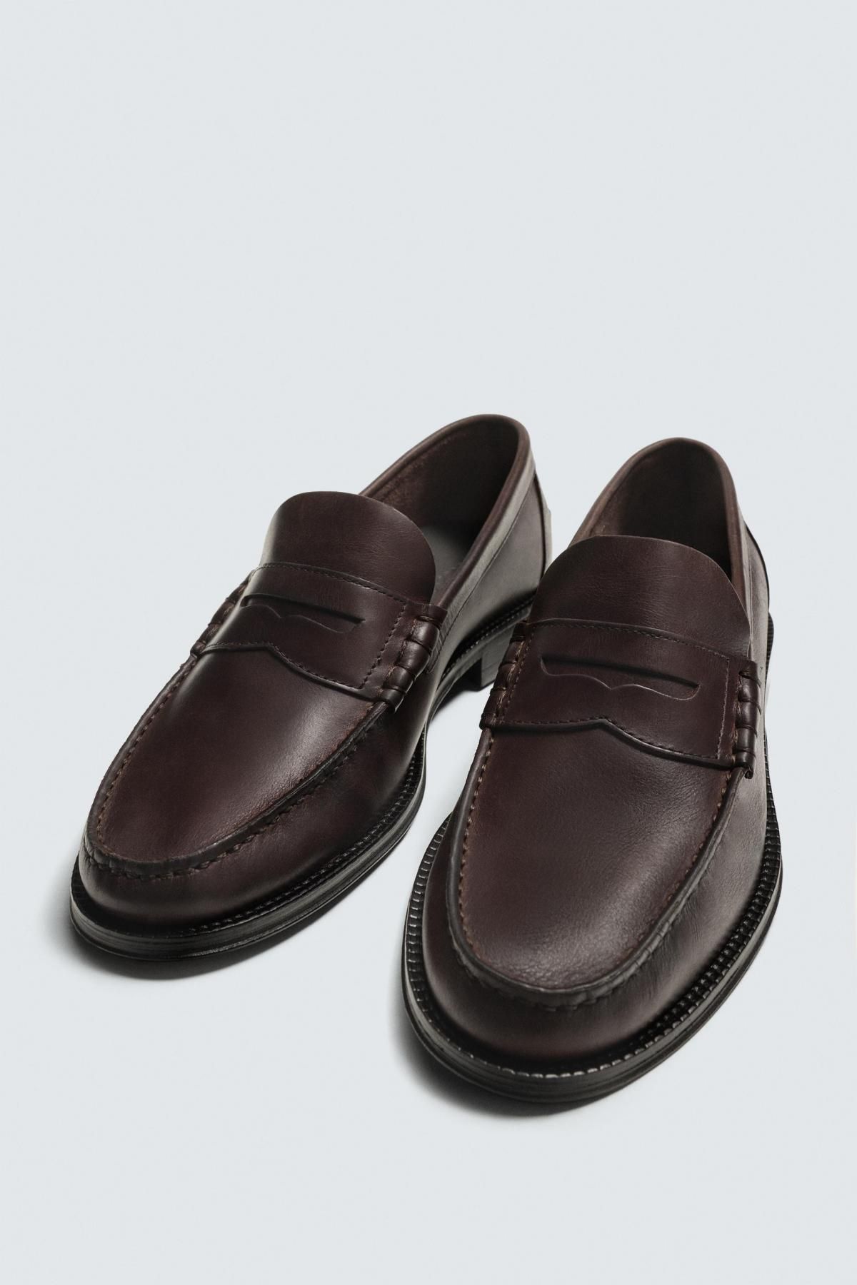 자라 클래식 레더 페니 로퍼 남성 2662/720 BROWN - 상세 이미지 5