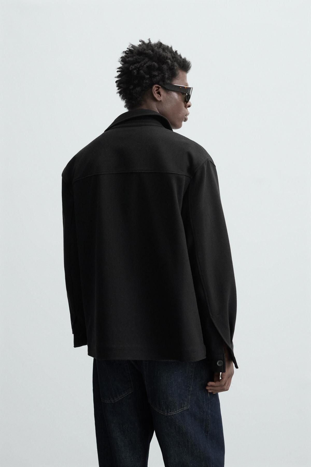 자라 컴포트 텍스처 오버셔츠 블랙 4333/555 BLACK - 상세 이미지 4