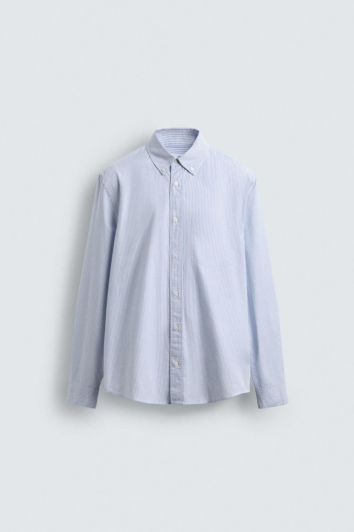 자라 테크니컬 텍스처 옥스포드 긴팔 셔츠 1063/417 BLUE/WHITE - 상품 이미지