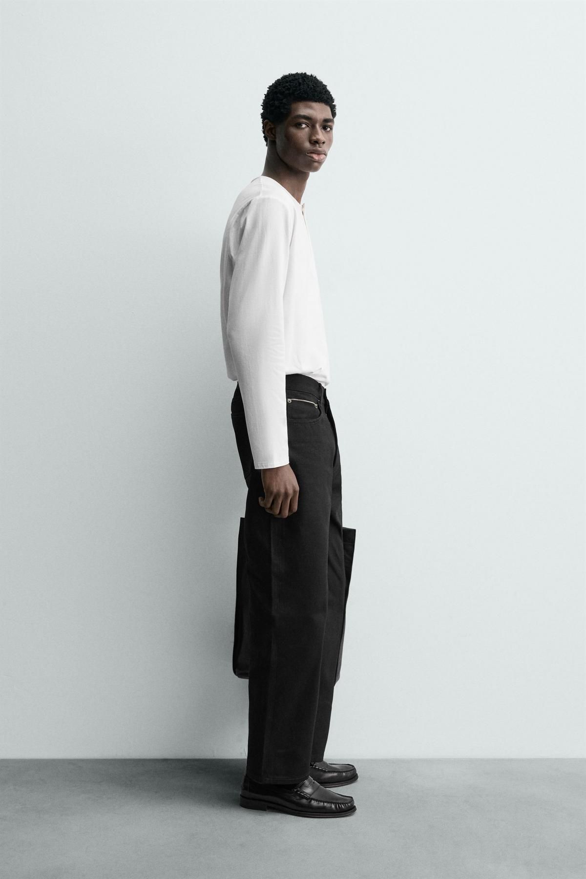 자라 테크니컬 셀비지 플레어핏 데님 팬츠 3991/305 BLACK - 상세 이미지 5
