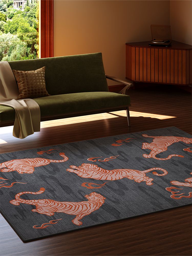 복고풍 호랑이 러그 티베트 호랑이카페트 뉴트로 카펫 A 100x140cm - 상세 이미지 3