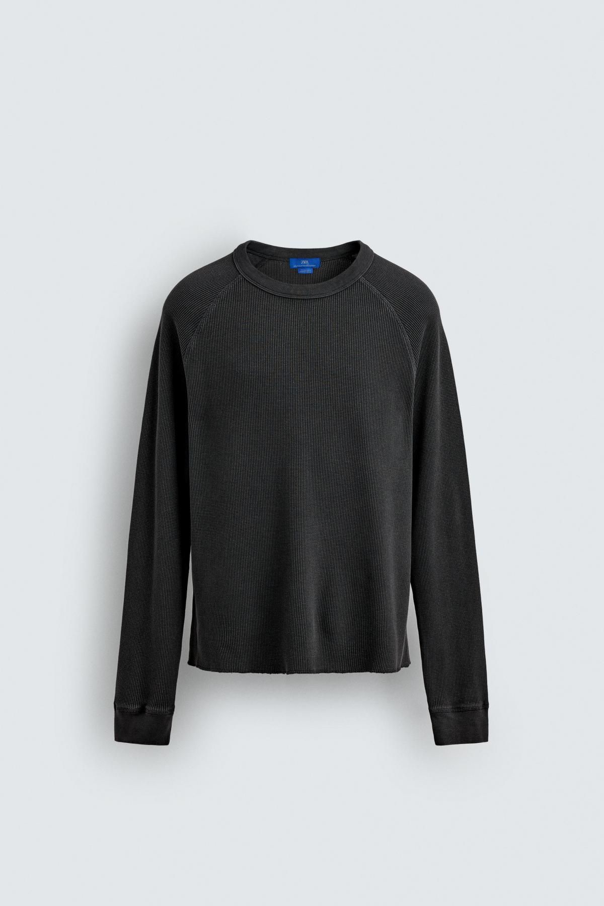 자라 와플니트 긴팔 티셔츠 X 아론 레빈 0526/398 ANTHRACITE GREY - 메인 이미지