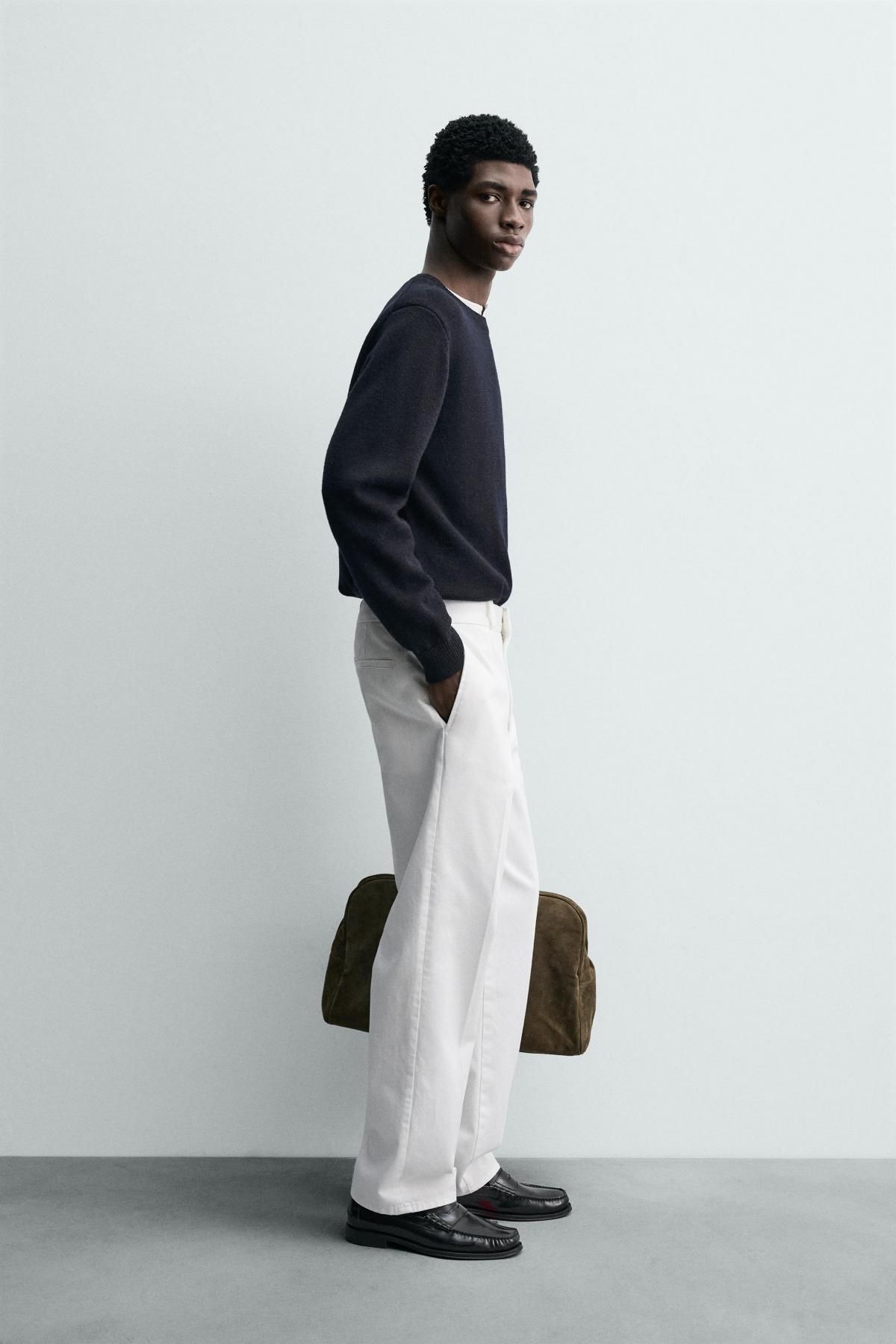 자라 코튼 트윌 와이드 치노 팬츠 화이트 5862/572 WHITE - 상세 이미지 5