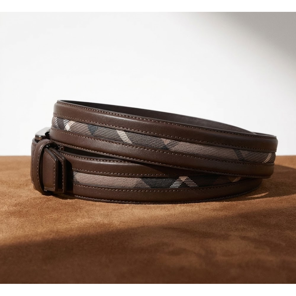 [백화점A/S] 닥스 벨트 소가죽 브라운 체크 기본 명품 허리띠