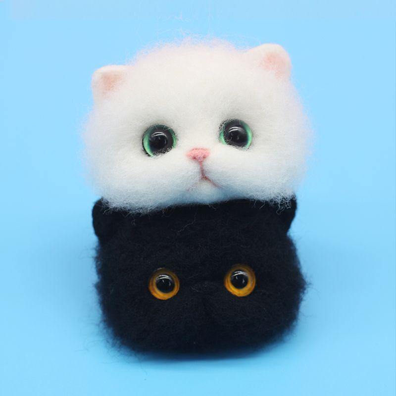 양모 DIY 재료 고양이 인형 만들기 키링 선물 블루캣(열쇠고리+도구) - 상세 이미지 3