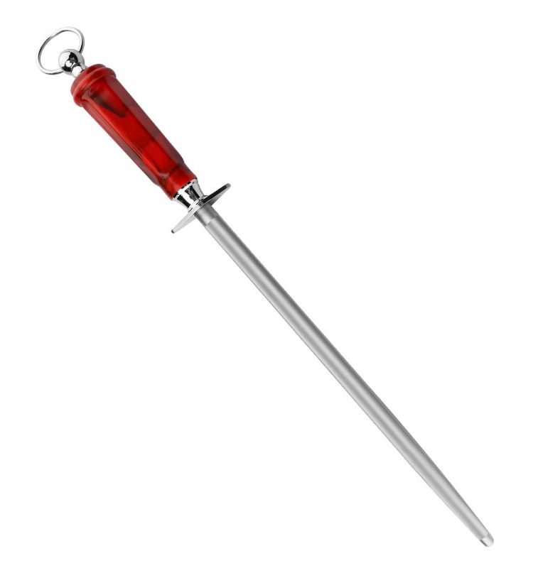 칼갈이봉 연마봉 정육점 야스리 샤프너 막대 주방 칼날 라운드 10인치 (레드) - 상세 이미지 5
