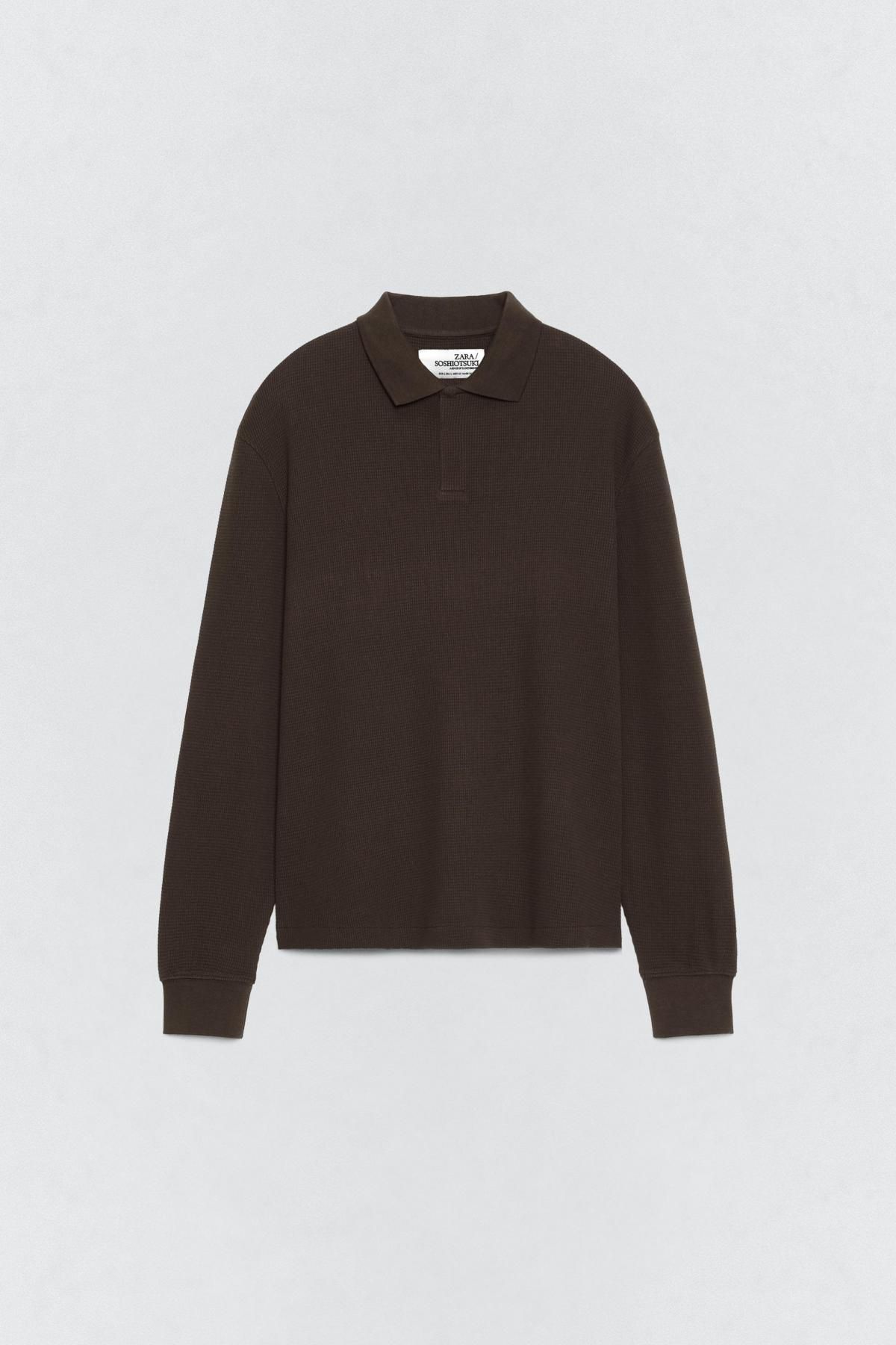 자라 브라운 와플니트 폴로 셔츠 X 소시오츠키 9240/313 BROWN - 상품 이미지