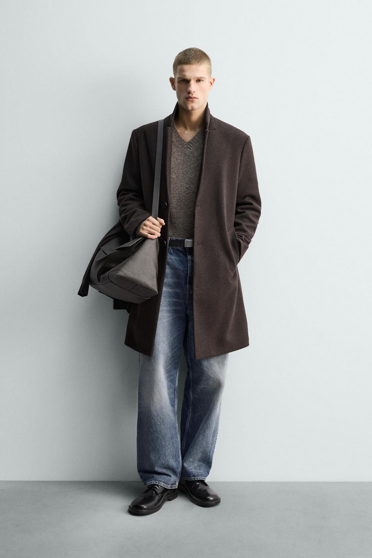 자라 울 블렌드 싱글 코트 레귤러핏 5070/100 BROWN - 상세 이미지 2