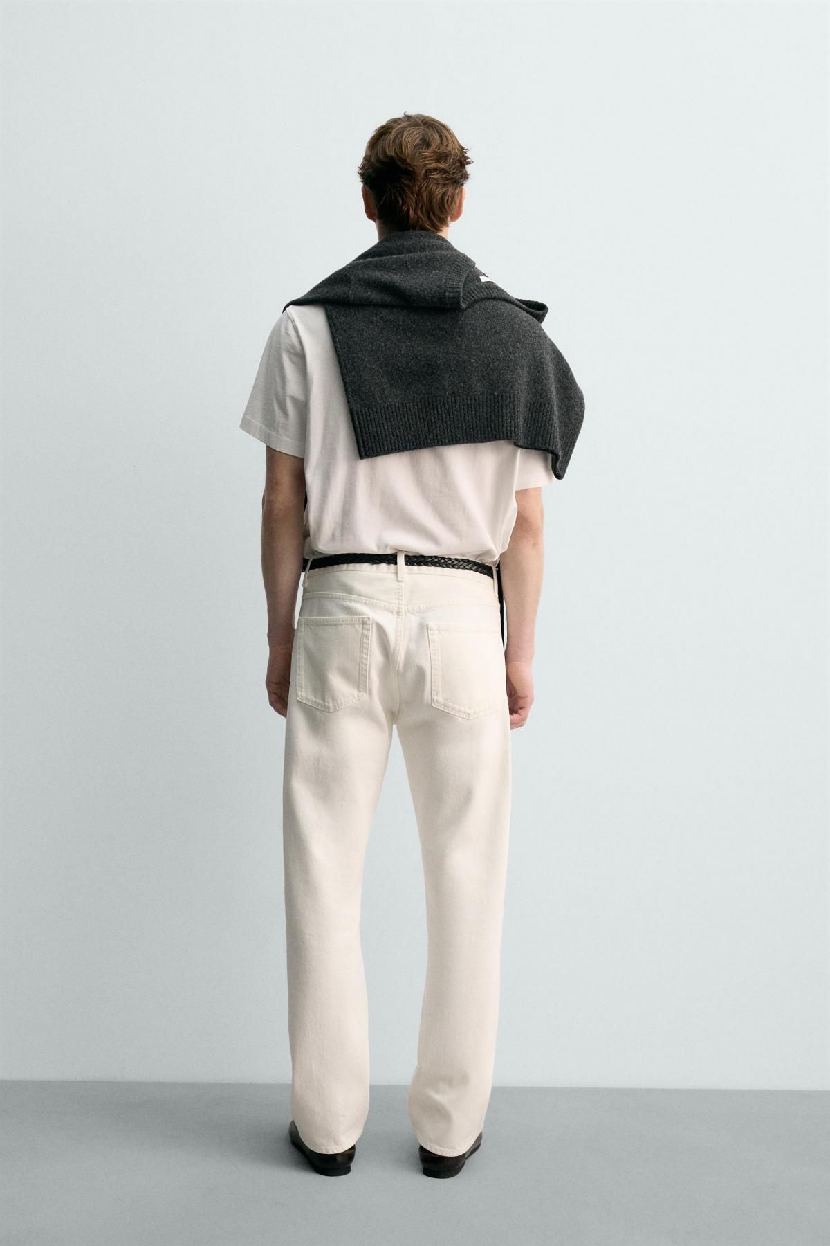 자라 스트레이트핏 데님 코튼 진 X 아론 레빈 5585/480 WHITE - 상세 이미지 4