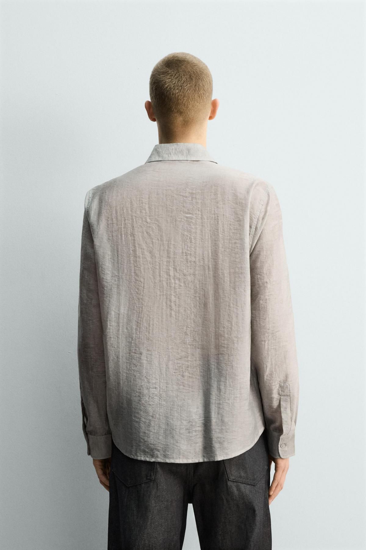 자라 테크니컬 자카드 긴팔 셔츠 1195/334 PEARL GREY - 상세 이미지 4