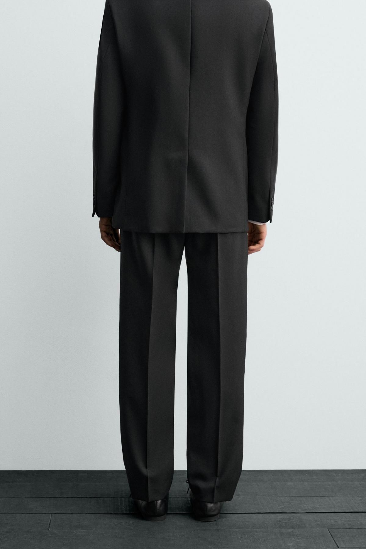 자라 울 정장 팬츠 레귤러핏 X 아론 레빈 4106/894 BLACK - 상세 이미지 3
