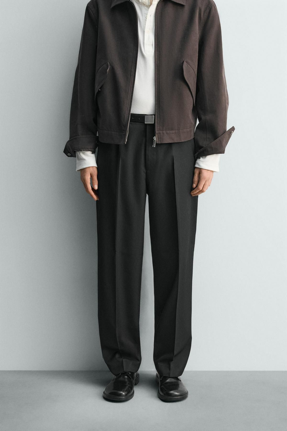 자라 테크니컬 플리츠 스트레이트 팬츠 4470/315 BLACK - 상품 이미지