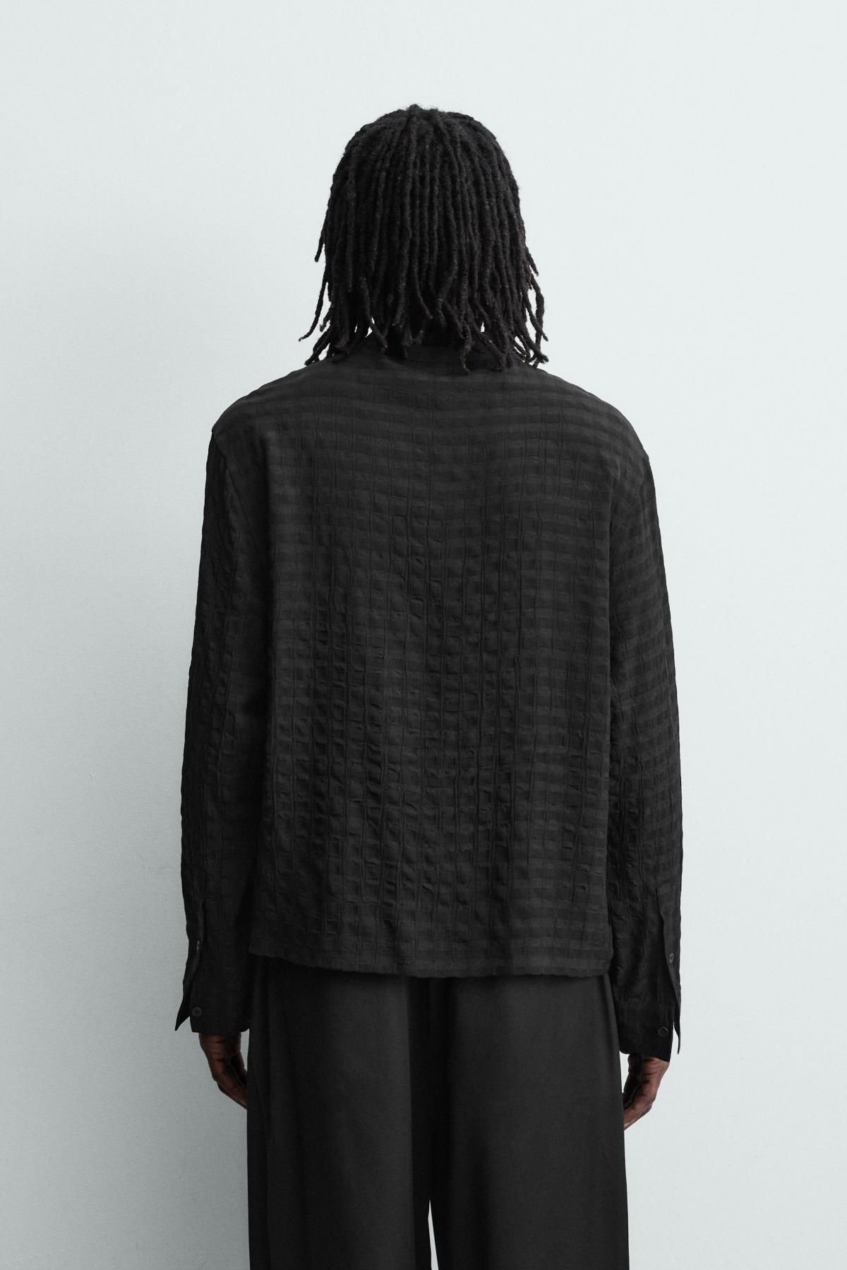 자라 테크니컬 플루이드 텍스처 폴로셔츠 9372/370 BLACK - 상세 이미지 4
